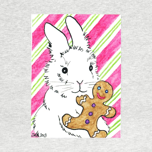 2013 Holiday ATC 5 - Bunny with Gingerbread Man by ArtbyMinda